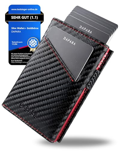 DAPARA Geldbörse Herren | Slim Wallet Herren mit RFID-Schutz | Portmonee Männer | Kartenetui für 13 Karten | Smart Wallet for Men | Karten Geldbeutel | Portemonnaie | Carbon Red 2