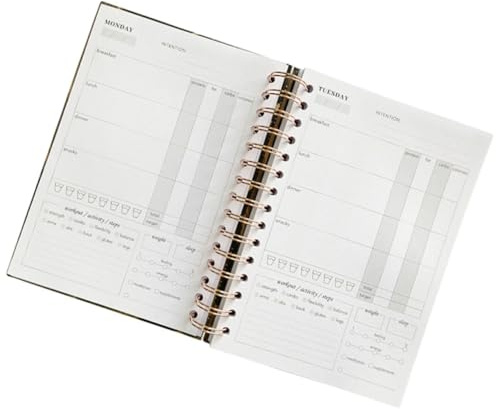 DIKACA Carnet de Santé et Fitness avec Planning Quotidien Agenda Entraînement et Journal de Suivi pour Gestion de Régime et Activité Physique Format Pratique pour Couleur Aléatoire