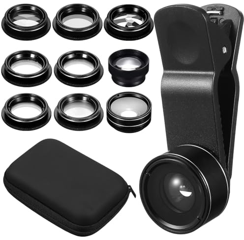 VALICLUD Handy Objektiv 11 Stück mit Weitwinkel Makro Fisheye und Cpl Filter Multifunktional Kompatibel für Smartphone Fotografie