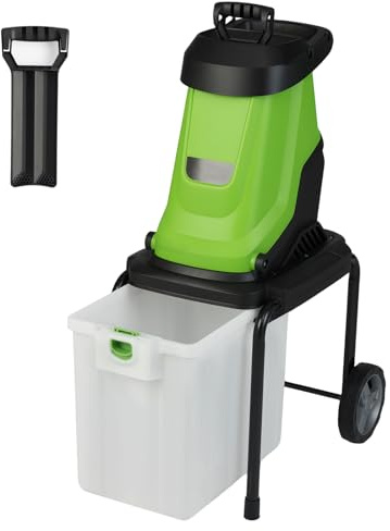 GOPLUS Broyeur Vegetaux et Branches Électrique 2800W, Broyeur Vegetaux avec Bac 50L, Système à Couteaux Tranchant, Mobile avec Roue de Transport, Ratio de Broyage 15:1, pour Déchets de Jardin (Orange)
