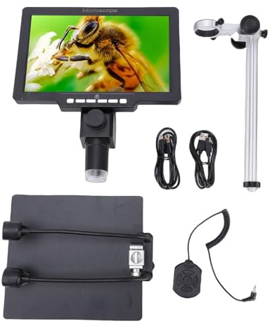 Leftwei Microscopio Digital, Microscopio Electrónico Profesional HD 2000x con Pantalla de 10.1 Pulgadas, Diseño de Enfoque Ajustable de 10-130 Mm para Observación y Reparación