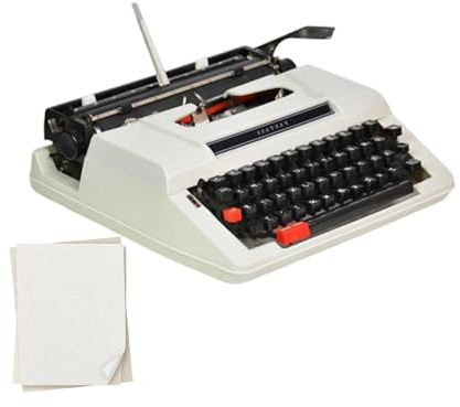 Vintage Schreibmaschine Antike Schreibmaschine Aus Metall Handwerklich Restauriert Sammlerstück Für Bibliothek Studio Und Wohnzimmer(White)