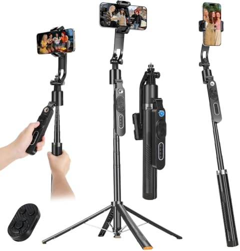 Auto Face Tracking Tripod for iPhone&Android, Auto-Pop Open Selfie Stick with Remote, 360° Rotation,72'' Phone Camera Tripods Stand iPhone Holder for Content Creator Tiktok Vlog Video Recording