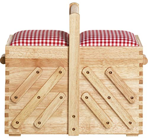 Prym 612547 Nähkasten/Nähkästchen aus hellem Holz, mit Stoff, Braun, Beige