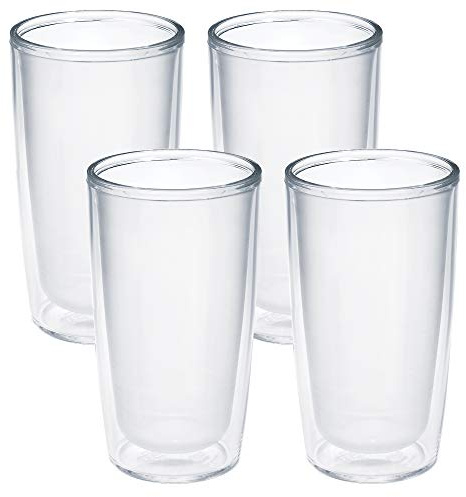 Tervis Crystal Clear Tabletop Made in USA Double Walled Insulated Tumbler Travel Cup Keeps Drinks Cold & Hot, 16oz - 4pk, Classic