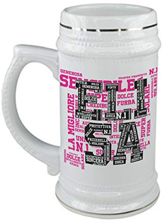 bubbleshirt Boccale da birra Compleanno Elisa - aggettivi simpatici - in ceramica - capienza 50cl - idea regalo