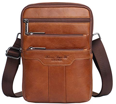 Xieben Umhängetasche aus Leder Schulter Crossbody Reisetasche für Herren Frauen