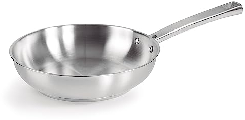 LACOR - 45428 - Padella per buongustai, Acciaio inossidabile 18/10, Compatibilità con tutti i tipi di cucine (compresa l'induzione) e forno, Massima garanzia, Nessun antiaderente, 28cm