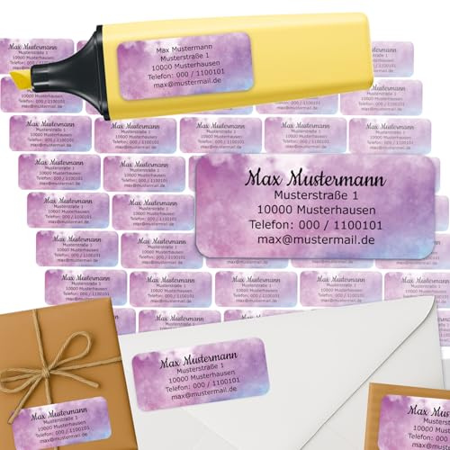 Adressaufkleber Watercolor Absenderetiketten personalisiert 45 Stück