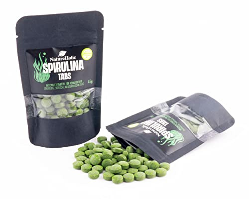 NatureHolic Spirulina Tabs | Zusatzfutter für Wirbellose im Aquarium | hochwertige pflanzliche Eiweißquelle 45 g