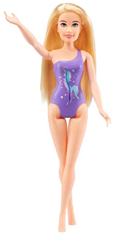 Dream Ella 578710EUC MGA Splash Doll-ARIA-29 cm große Modepuppe mit blondem Haar & lila Einhorn-Badeanzug-Fördert die Fantasie, tolles Geschenk-für Kinder ab 3 Jahren