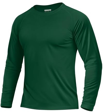 TACVASEN Herren UPF 50+ UV Sonnenschutz Langarmshirt Outdoor Langarm T-Shirt Rashguard, Rasengrün, XL