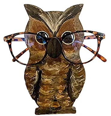 MARMODAY Brillenständer, Brillenhalter, Brillenständer, Holz-Brillenständer, Sonnenbrillen-Organizer, Lesebrillen-Halter, Tiermuster, für Zuhause, Büro, Schreibtisch, Dekor-Zubehör (Eule)