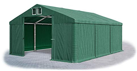 Das Company Lagerzelt 4x6m dunkelgrün wasserdicht Zelt 560g/m² PVC Plane ganzjährig Zelthalle Winter SD