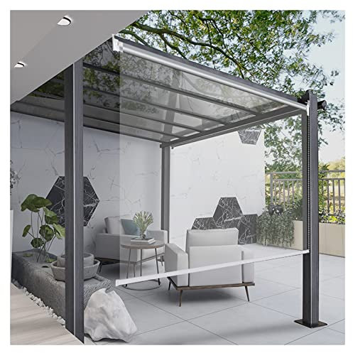SHUGUANGGUDE Estores Pérgola Exterior Impermeable Cortina Enrollable,Estores Transparentes para jardín al Aire Libre,PVC Transparente Cortina a Prueba De Viento a Prueba de Lluvia,120x150cm/47.2x59in