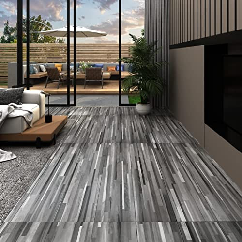 HOMIUSE PVC Laminat Dielen Selbstklebend 2,51 m² 2 mm Gestreift Grau PVC Bodenbelag Selbstklebend Laminatboden Fliesenaufkleber Holzoptik Bodenfolie Selbstklebend für Küche Bad Wohnzimmer Langlebig