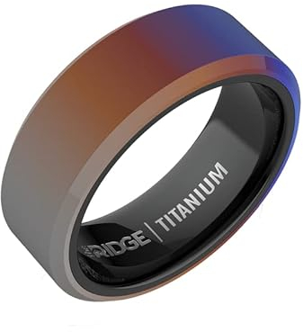 The Ridge abgeschrägter Ehering aus gebranntem Titan mit bequemer Passform – 9.5