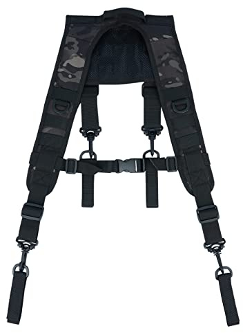 MELOTOUGH Tirantes tácticos de arnés en H para exteriores (cinturón de batalla no incluido), Camo Negro, L