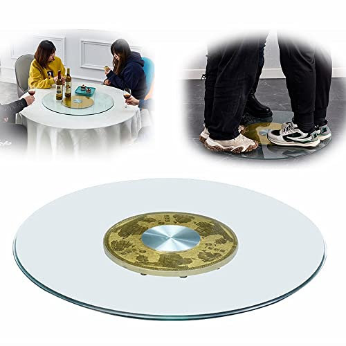 FREAZE Gehärtetem Glas Drehteller 50cm, Runder Esstisch Servierplatte Mit Leise Lager, Rotating Glastischplatte Für Hotel, Familien - (Transparent (Size : 80cm/32in)