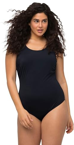 Ulla Popken Costume da Bagno, Fodera Extra Morbida, Arricciatura Laterale Donna, Blu Marino, 52-54