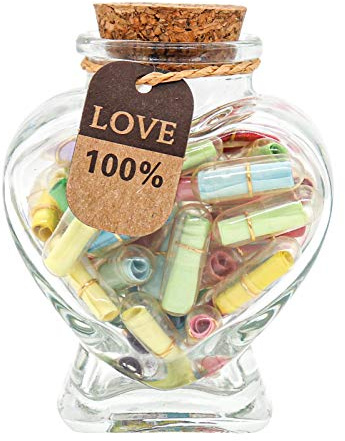 HSXIANG Kapsel Buchstaben Nachricht in einer Flasche,Lovely Notes Couples Gifts for Boyfriend Girlfriend Wife Friend Birthday Weihnachten Jubiläum Valentinstag.(Transparent colour 30pcs)
