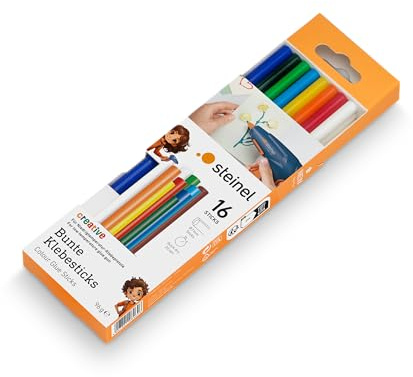 Steinel Bâtons de colle basse température 85° colorés 7 mm, 16 pièces, cartouches de colle chaude, pour pistolet à colle GlueMatic 1007-LT