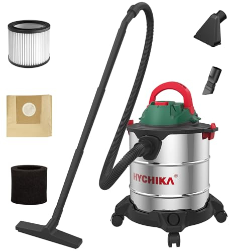 HYCHIKA 1200W Aspirateur Eau et Poussiere, Réservoir en Acier Inoxydable de 20 litres, avec Filtre HEPA et Accessoires, idéal pour la Maison, l'atelier, Le Garage et la Voiture