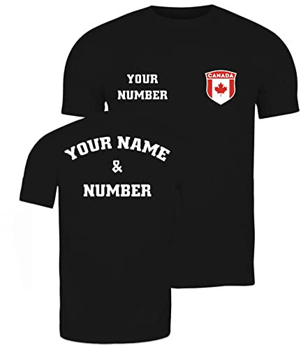 lepni.me Männer T-Shirt Kanada-Fußballtrikot mit Ihrem Namen und Ihrer Nummer | Kanadische-Flaggenabzeichen Trikot individuelles Top | Weltmeisterschaft 2022 (3XL Schwarz Mehrfarben)