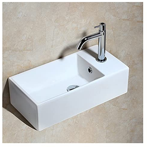Waschtisch Keramik-Badezimmer-Schiff-Waschbecken-Arbeitsplatte Spülkasten-Rechteck-Waschzahn-Waschzahn-Waschbecken-Waschbecken-Waschbecken + Wasserhahn-Kombination 19.2 x 9,6 x5.8  Waschbecken