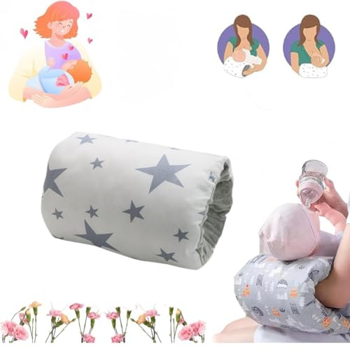 EHOTER Gemütliches Wiegenkissen, gemütliches Armkissen für Baby, Still-Kopfstützkissen, Anti-Spucken, Stillen und Flaschenfütterung, Armkissen, Geschenk für Anfänger, Mütter (O)