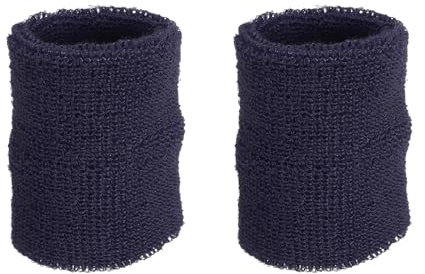 PATIKIL 2 Packung Schweißbänder Handgelenk 8x10cm Weiche Verdickte Baumwolle Fitness Arm Schweißband für Tennis Basketball Fußball, Marine Blau