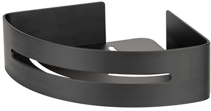 WENKO Turbo-Loc® hörnhylla Bivio svart matt, vägghylla av aluminium, för förvaring i badrummet, fastsättning utan borrning, svart