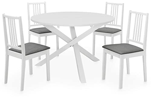 CKioict Eckbank esszimmer Küchen möbel Esstisch-Set 5-TLG. Essgruppe MDF WeißGeeignet für Esszimmer Küche Wohnzimmer