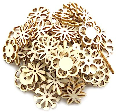 Découpes en Bois Fleurs 150pcs pour Bricolages DIY Ambiance Halloween | Bois Beige, Usage DIY Art et Noël, Pièces Sûres, Style Lovely, Lot de 150