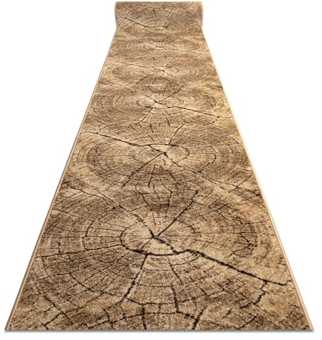 rugsx Läufer KARMEL Tronko Baum Holz, Flurteppich, Küchenteppich, Florteppich, modern, Diverse Größen, Nuss 60x130 cm