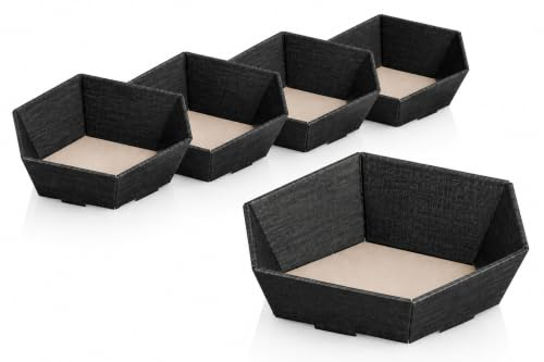 5 x Präsentkorb 6-eck Schiefergrau - Maße 29x27 cm - Geschenkkorb - Präsentkörbe - Geschenkverpackung -