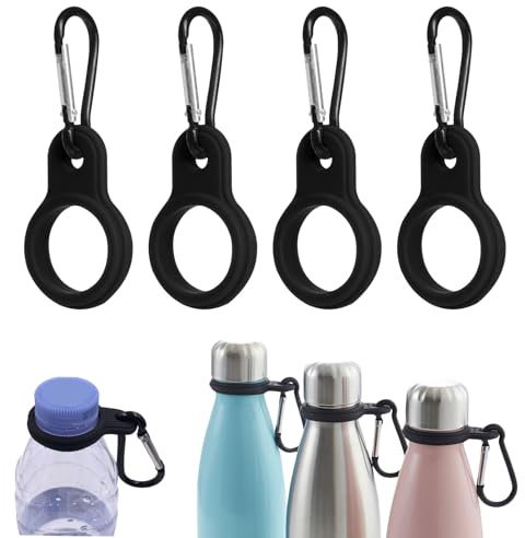 4 Stück Karabiner Flaschenhalter Set Flaschenhalter für Gürtel und Rucksack | Wasserflasche Schnalle, Schwarz Schlüsselanhänger Clip, für Camping, Wandern und Outdoor-Aktivitäten