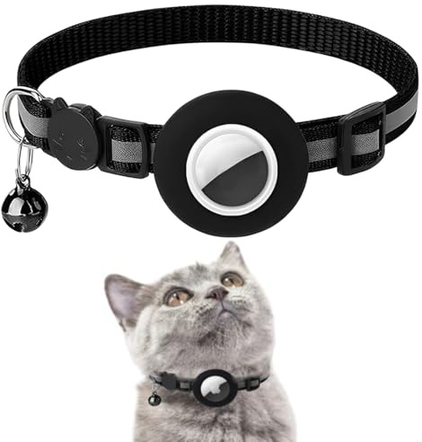 IKOPFLN Collare Gatto Air-tag,Accessori Gatto Compatibile con Air-tag, Collare Air-tag Gatto con Fibbia di Sicurezza per Gattini e Cani di Piccola Taglia, Air-tag GPS non Incluso,Ferroso