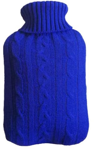 CaFfen WäRmflasche 2,0 Liter gestrickter Wärmflaschenbezug, weicher Winterbeutel, Handwärmer, Wickelhülle, grauweiß, Wärmewerkzeug, Heizungsschutz WäRmeflasche(Blue)