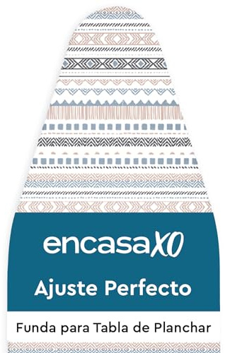 Encasa XO strykbrädesöverdrag (112 x 34 cm) dragsnöre åtdragning med tjock 3 mm filtvaddering, enkel passform, skottbeständig, tryckt – smällare