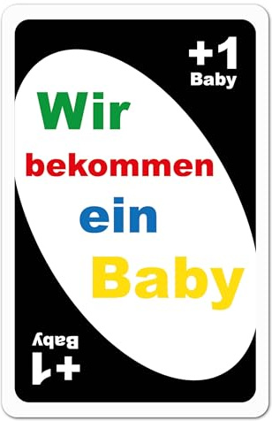 Joli Coon Lustig Schwangerschaft verkünden mit einer kompatiblen +1 Karte | Papier-Sticker, rückstandslos ablösbar, zur Schwangerschaftsverkündung, für Spielkarten