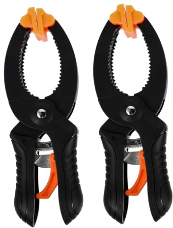 Housoutil Spring Clips 2pcs Heavy Duty Plastic 6 Inch A-Type Ratchet Multipurpose Woodworking Backdrop Cloth Clamps Quick Release Small