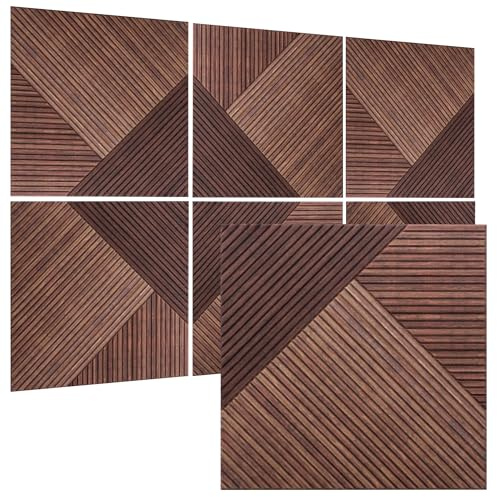 TO-TH Acoustic Panels for Wall and Ceiling - 6 Pack Total Size 72 x 48 Inches, Self-Adhesive Wall Panels Decorative Soundproofing Panel,Red Sandalwood