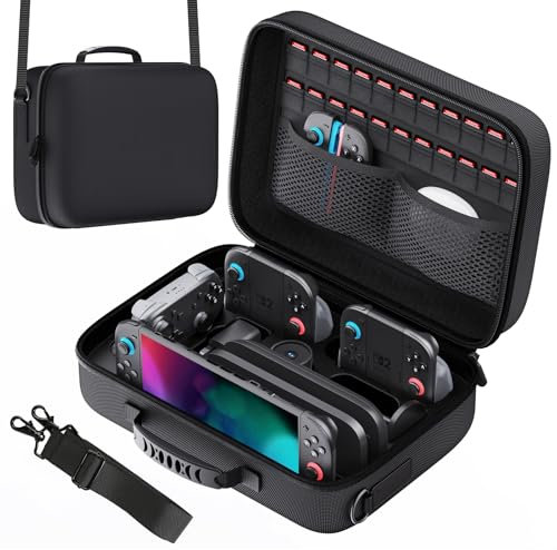 Lmcpa Custodia di Trasporto compatibile con Nintendo Switch 2,Custodia da Viaggio Rigida e Protettiva con 22 Alloggiamenti per Schede di Gioco, Borsa Capiente Antipolvere per Accessori Switch 2, Nero