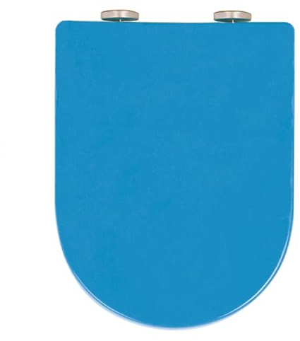 Sedile WC a Forma di D Nero con Chiusura Ammortizzata e Cerniera in Acciaio Inox Regolabile, sgancio rapido, Facile Fissaggio dall'alto, copriwater a Forma di D per Bagno di Famiglia, 36 * 46 cm