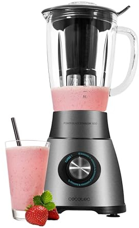 Cecotec Frullatore a Bicchiere Power Black Titanium 2500MAX Pro. Spatula 1800W, 22000 RPM, 6 Lame Titanio, Caraffa Termoresistente 1.8L, 5 Velocità, Turbo, Filtro Frullato, Metaluxe, Chiusura Ermetica