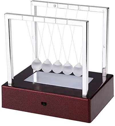 TOPINCN Newtons Cradle Balance Swing Balls, Colorful LED Light Up Pendulum Balls, Physics Puzzle Educational Tools, Science Gadget Desk Decor with Base Board for Home Office