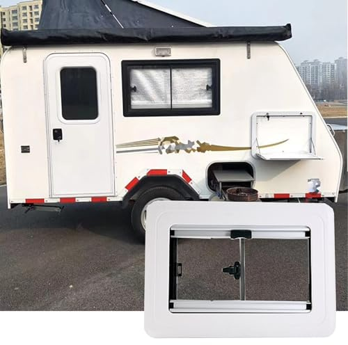 WIGING Caravan Side Window, Aluminum Alloy Frame Sliding Window with Black Out Blind and Screen Window for Campers Trailers Construction Vehicles(White,(WxH) 80x50cm)