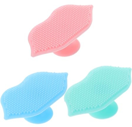 DECOMELODY 3pcs Silicone Facial Cleansing Brush Set Soft Manual Face Scrubber for Sensitive Skin Silicone Massage Bristles Pink Blue Green for Daily Skincare and Makeup Removal