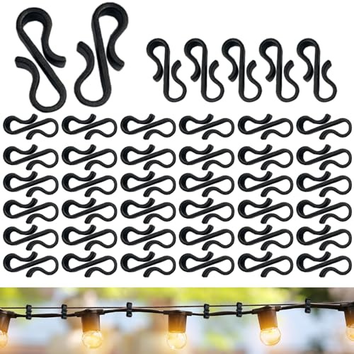 Alyxiavia Lot de 120 crochets de gouttière pour lumières extérieures, guirlandes lumineuses pour suspendre des guirlandes lumineuses extérieures, des lumières en forme de stalactites, des décorations